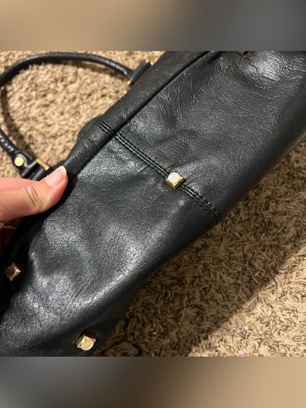 BCBGMaxAzria Black Shoulder Satchel with Gold Hardware - Picture 4 of 9